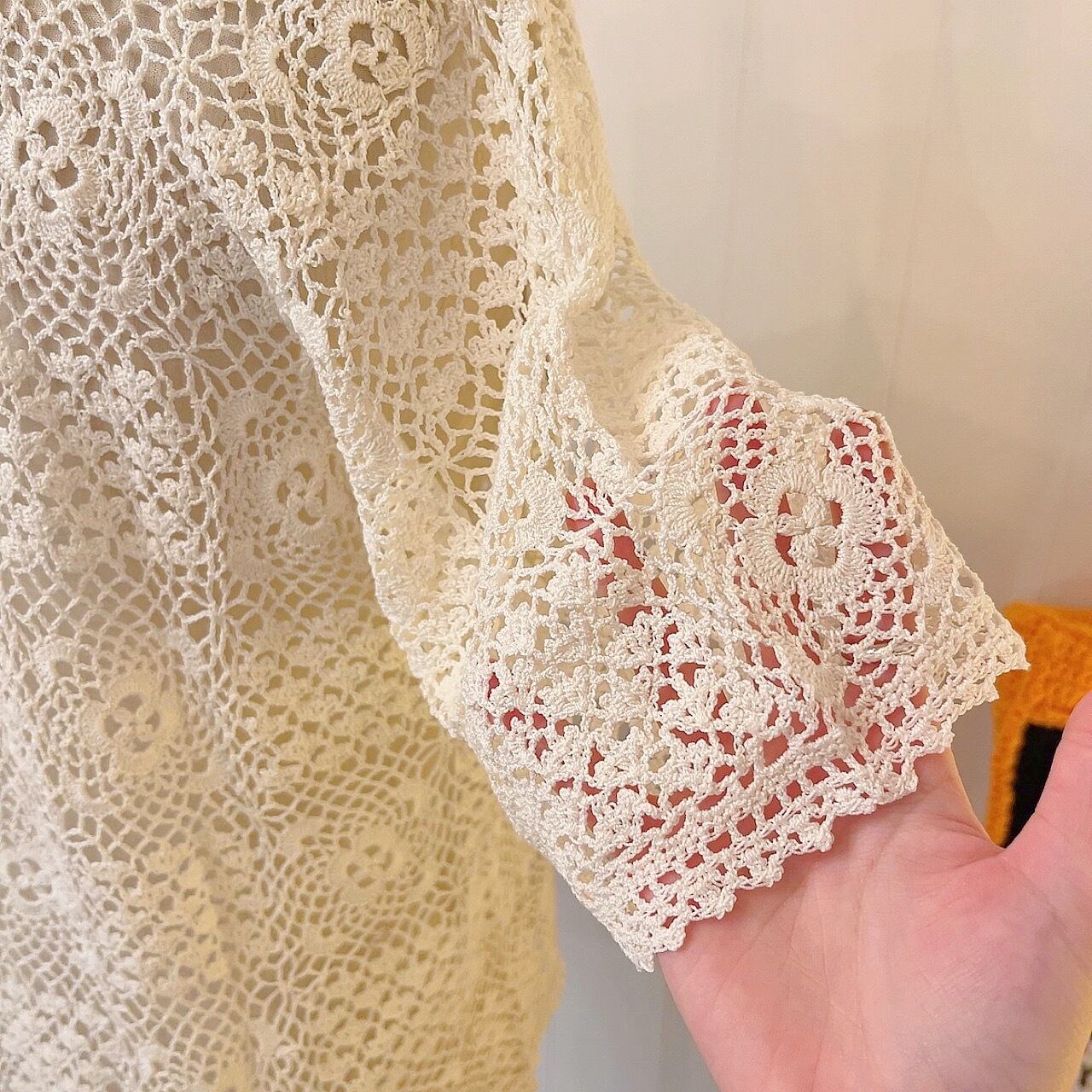 remake : flower fall crochet knit cardigan