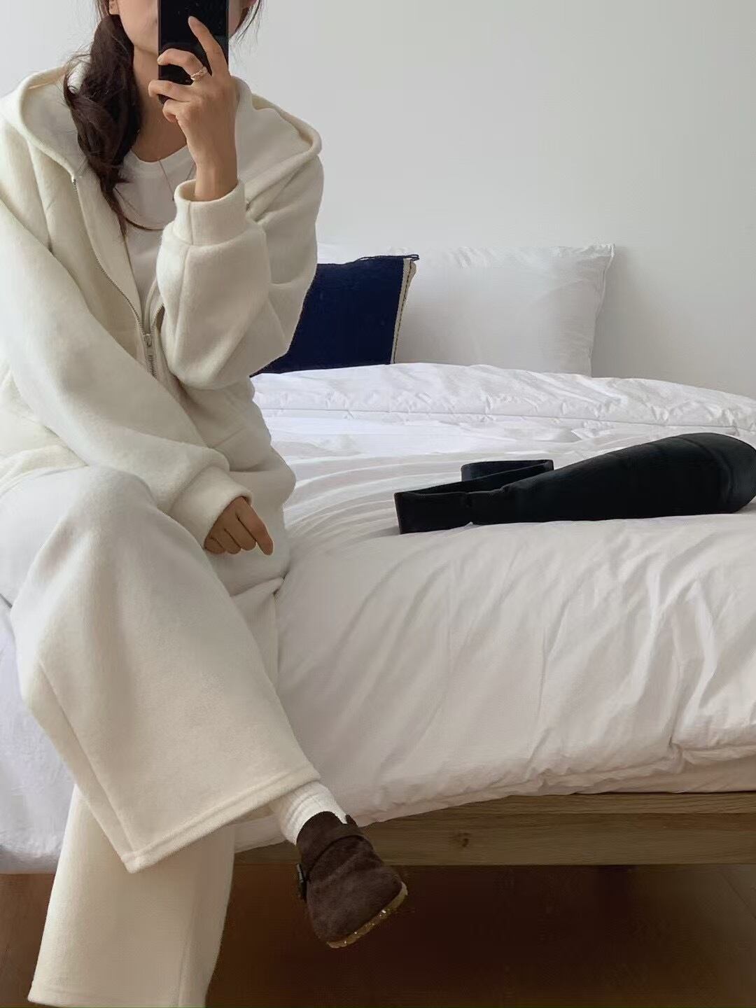 liter pony wool hood zip up & sweat pt set