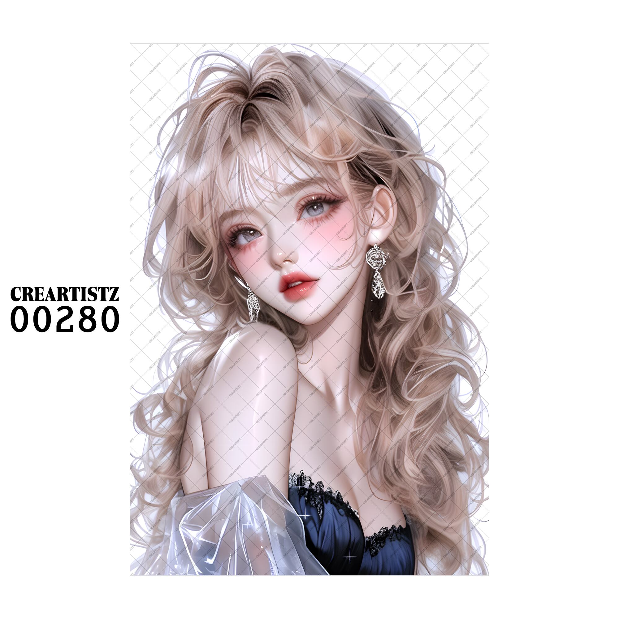 00280 ガール キュート オリジナル ペーパー/ステッカー 4枚セット CREARTISTZ