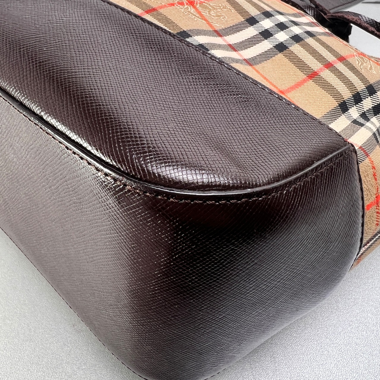 【最終処分SALE】BURBERRY チェック  ハンドバッグ ベージュ A-11395