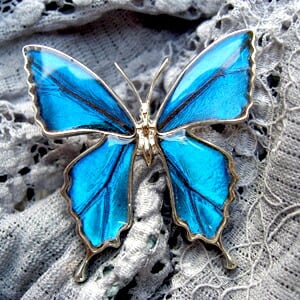蝶がとまる指輪(青) - 指輪・リング