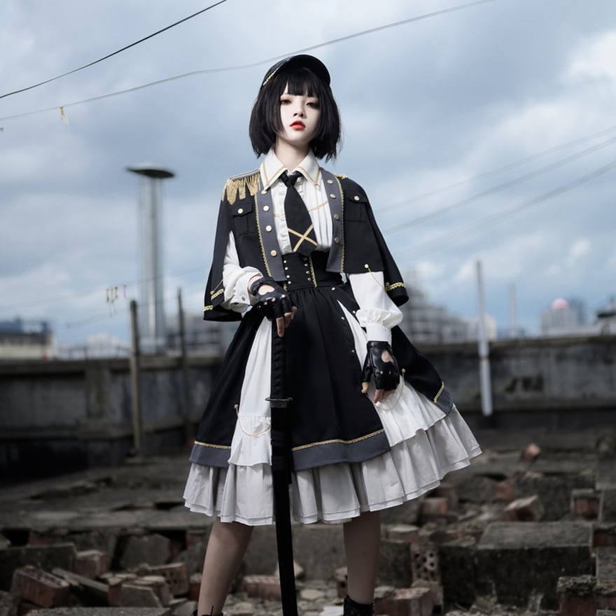 サブカル 服 地雷系 通販 予約販売 ロリータ ミリロリ 軍服 ネクタイ コンカフェ イベント衣装