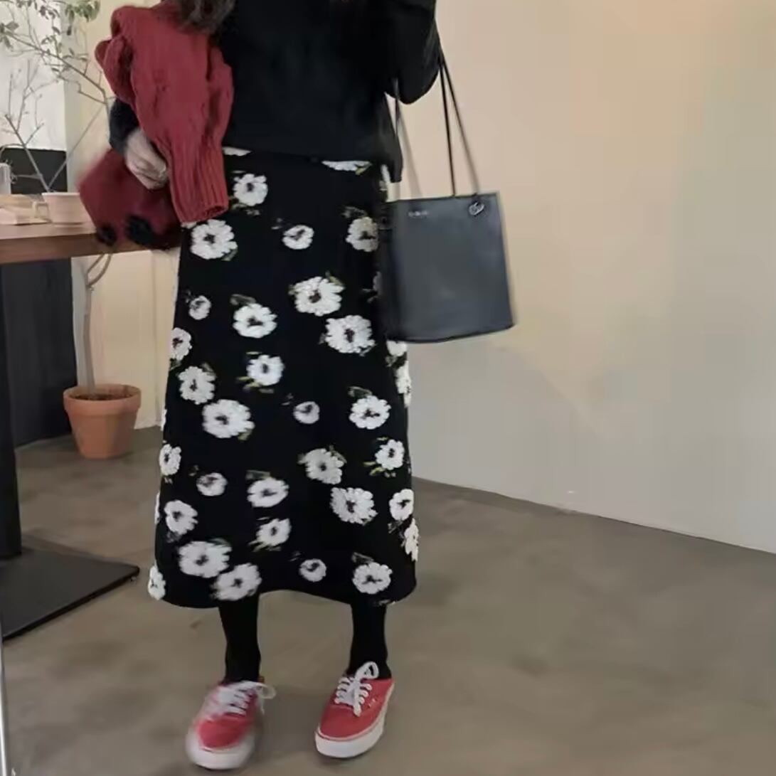 poco poco flower midi skirt