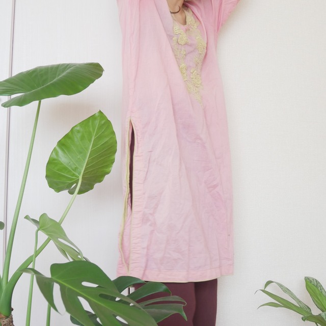 sheer pink ethnic dress