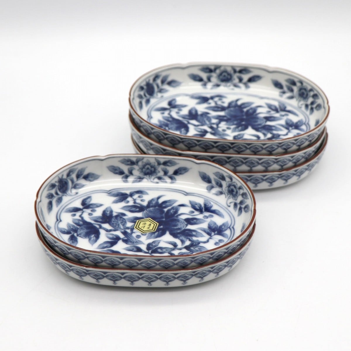 庫山窯・前畑陶器・染付花鳥・取皿揃・小皿5客・和食器・No.210329-10 