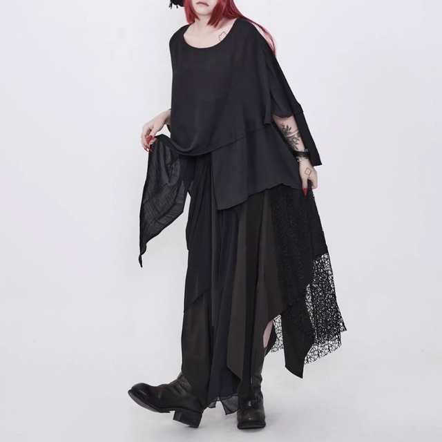 Asymmetric layered sheer top C1545