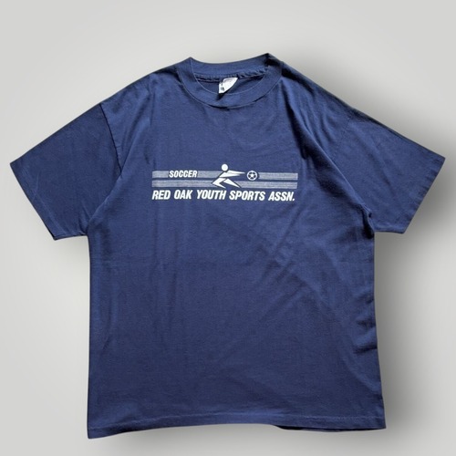 【USA製】90s Hanes ヘインズ 半袖 Tシャツ Tee クルーネック メンズ XL 紺/NAVY アメリカ製 ロゴ プリント