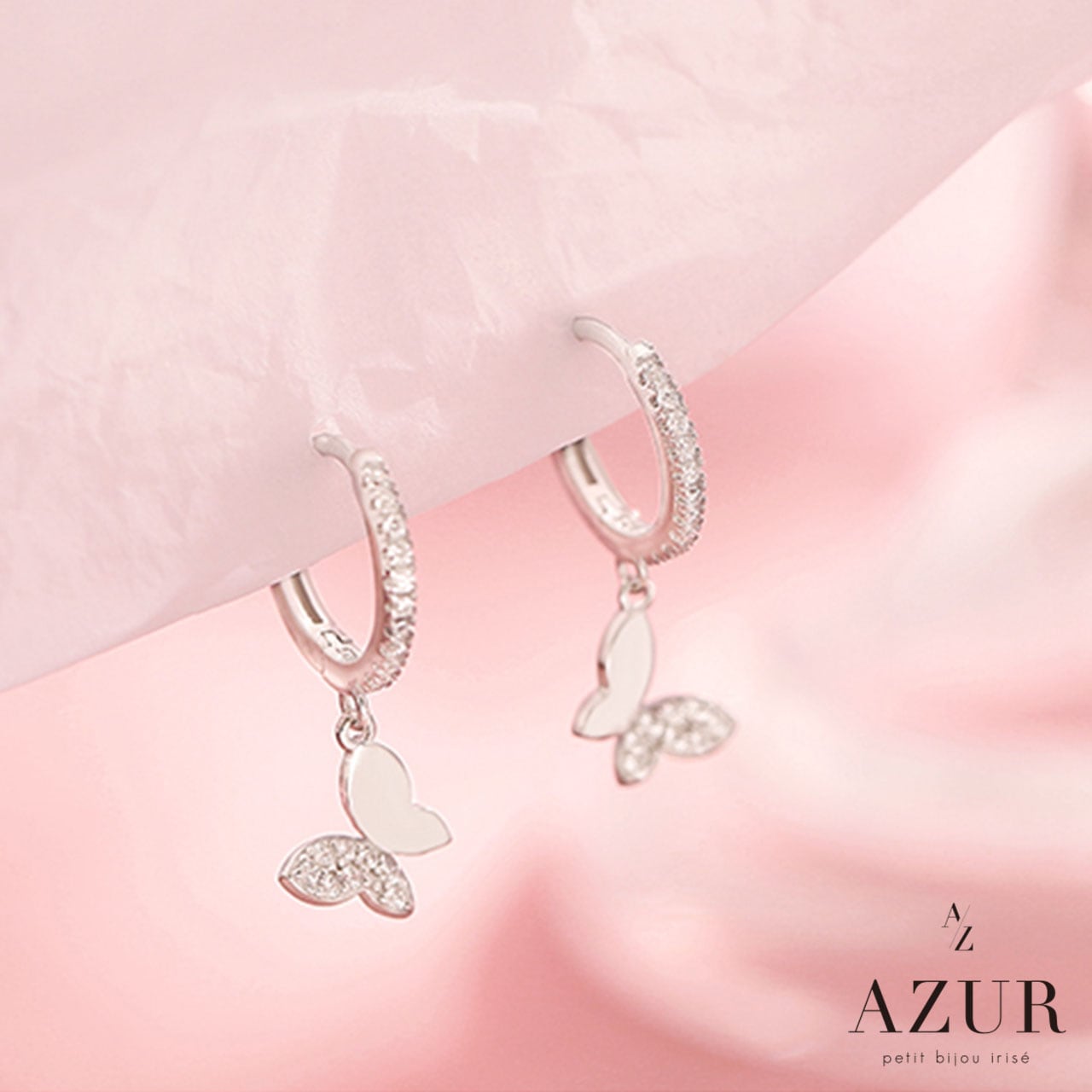 バタフライジルコニアピアス