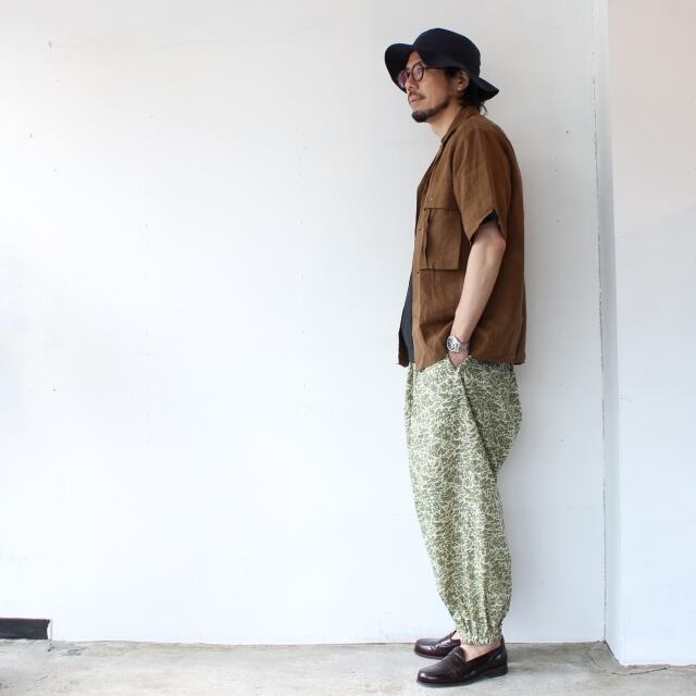 Soundman 柿渋染めリネンオープンカラーシャツ Morris （Persimmon