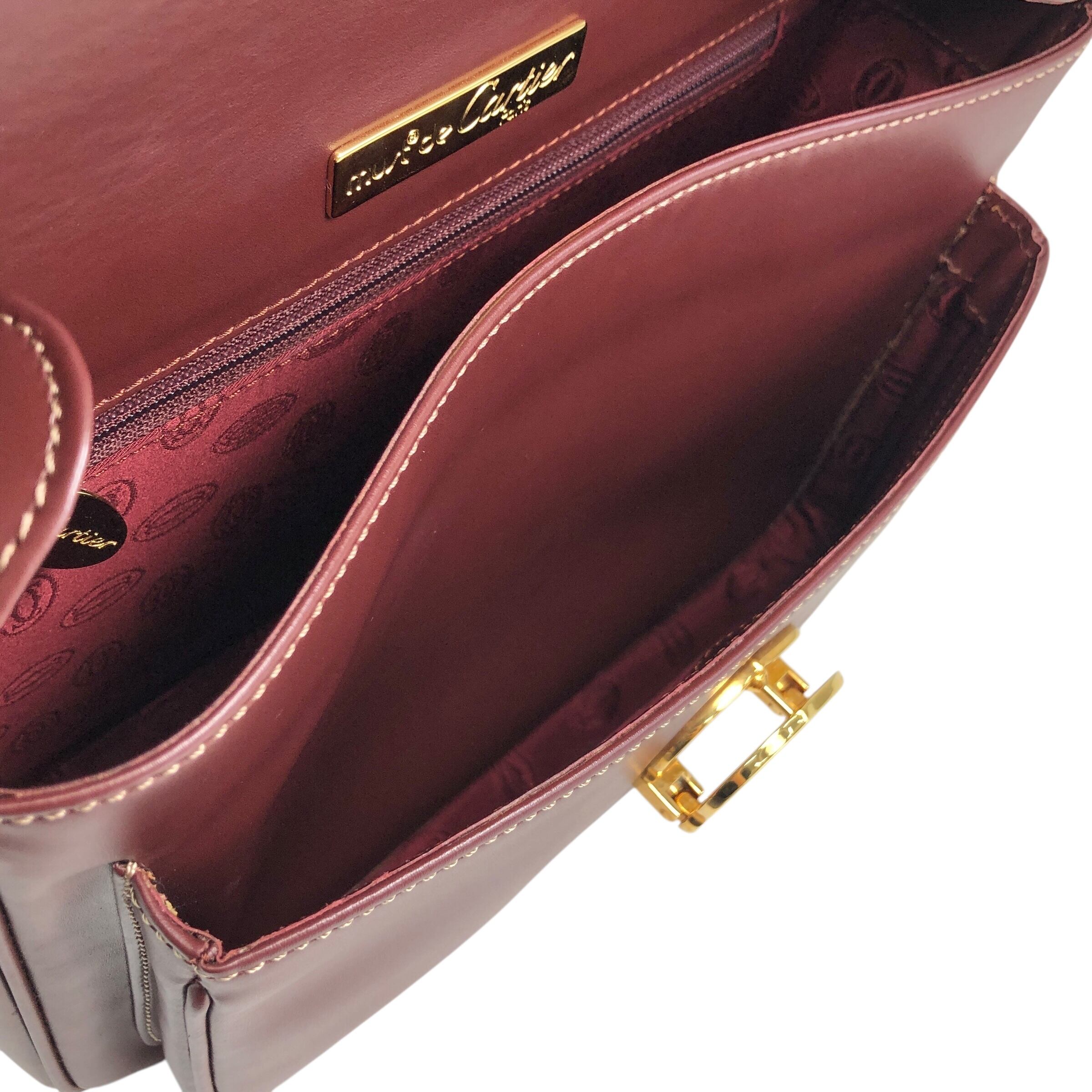 Cartier カルティエ マストライン ショルダーバッグ ボルドー レザー
