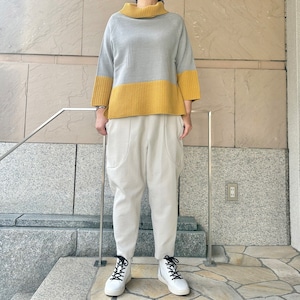 【最新作】ロールカラーバイカラーニット【256-3358】