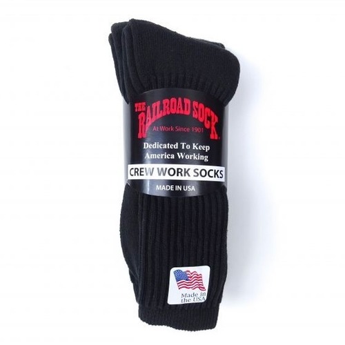 THE RAILROAD SOCK (レイルロードソック) Men's 3 Pair Premium Cotton Crew Socks ブラック [6031]