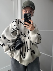 Typo pattern usefull knit/ecru