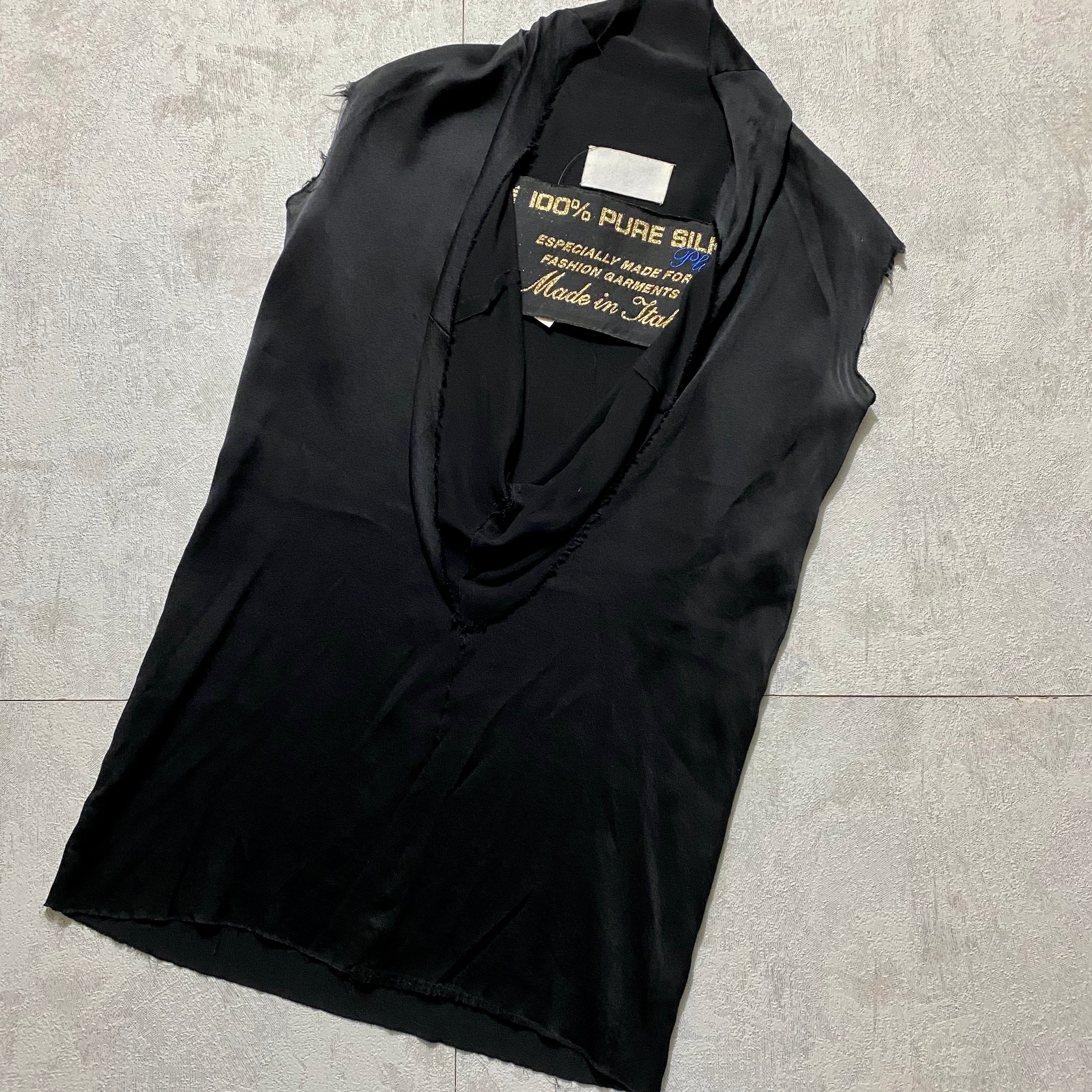 2004AW MAISON MARTIN MARGIELA black color pure silk sleeveless pullover |  NOIR ONLINE powered by BASE