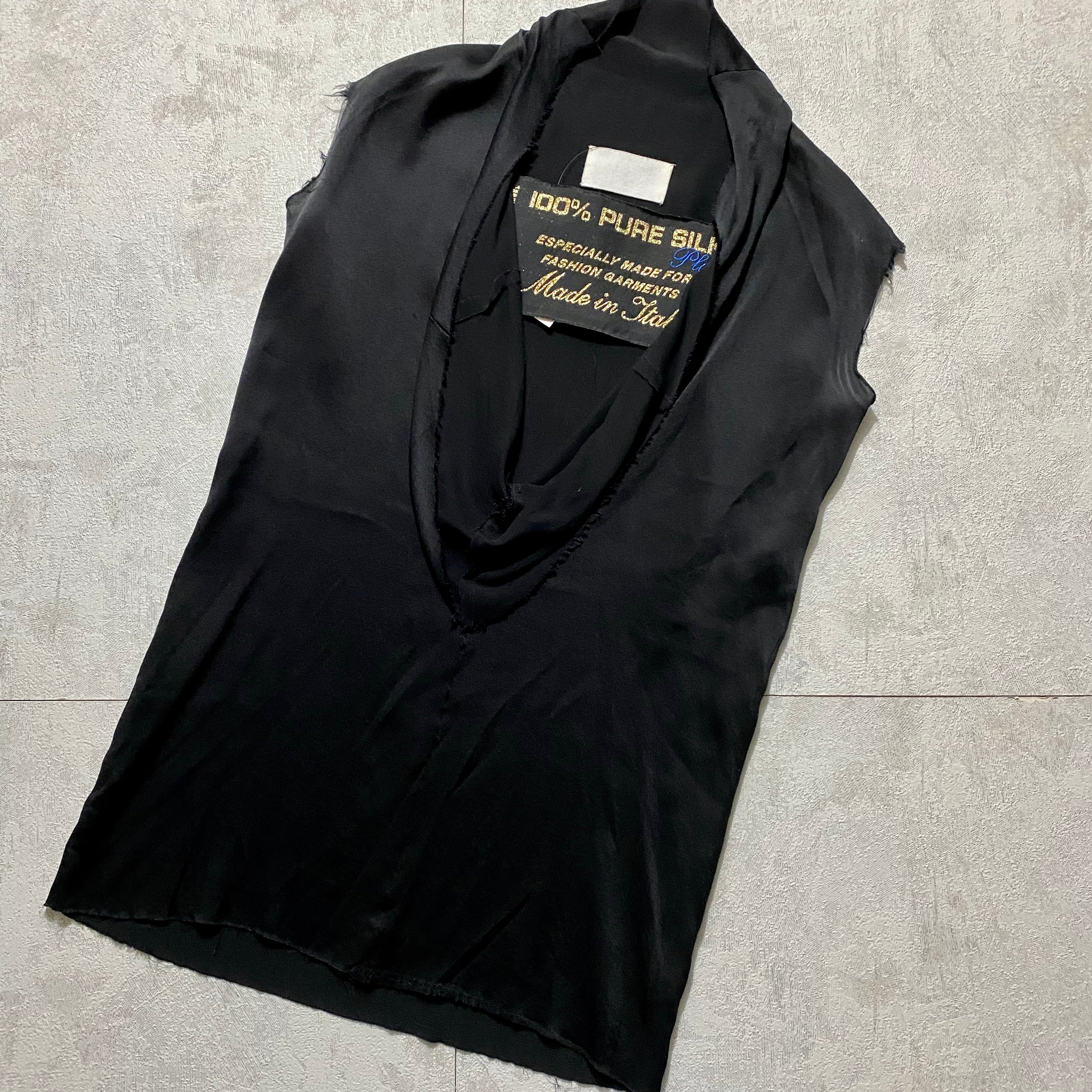 2004AW MAISON MARTIN MARGIELA black color pure silk sleeveless 