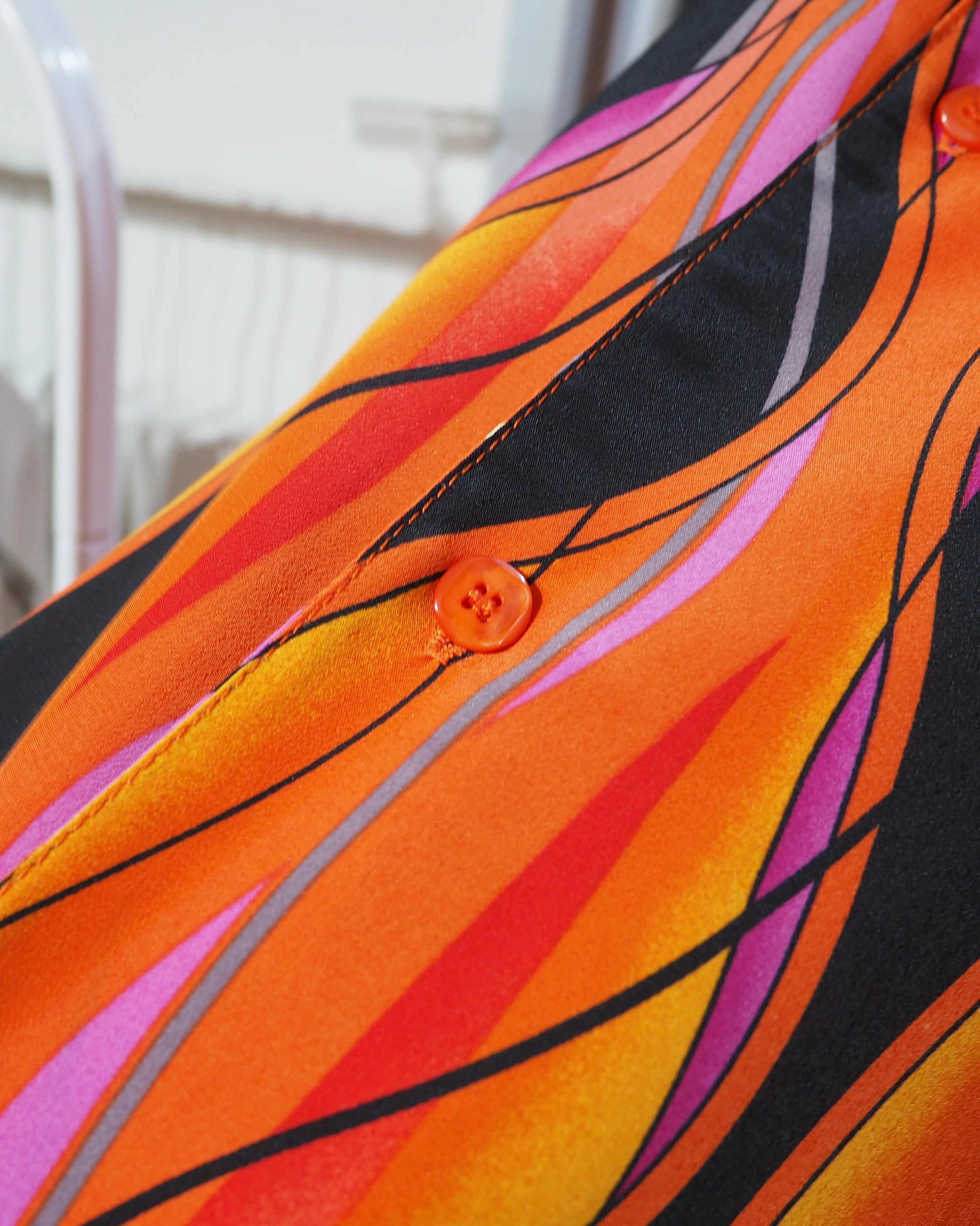 ” 畝り ” Undulation all Over pattern vintage Drape loose Open collar Shirt