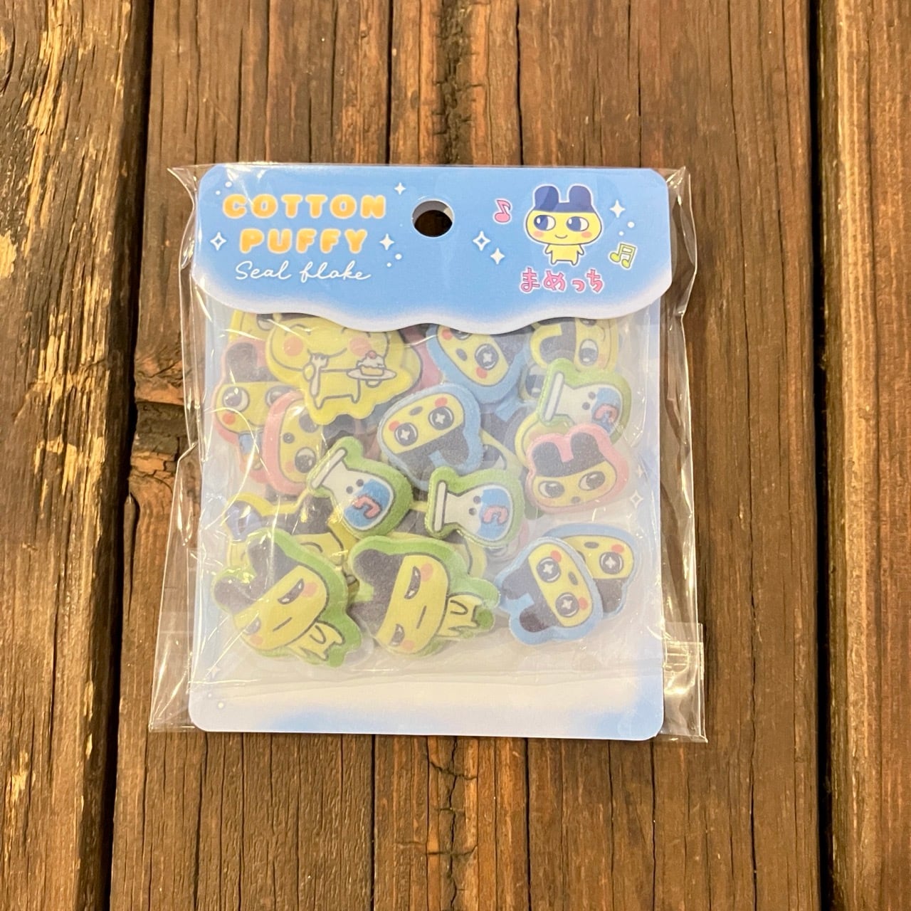 たまごっち×カミオジャパンち まめっち コットンパフィーシールフレーク X19