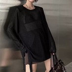 Padded-shoulder top with lace slits (ME505)