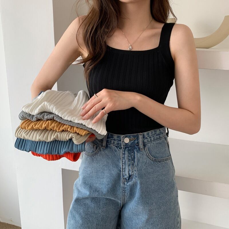 サマーブラックスリムニットショートノースリーブ 夏物 YY-ファッション34476262084