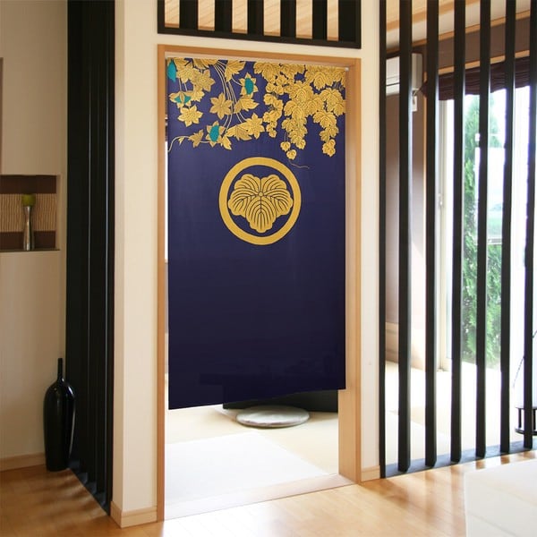 のれん 受注生産 目隠し 「家紋 丸に蔦 」85x150cm 日本製 / 家具