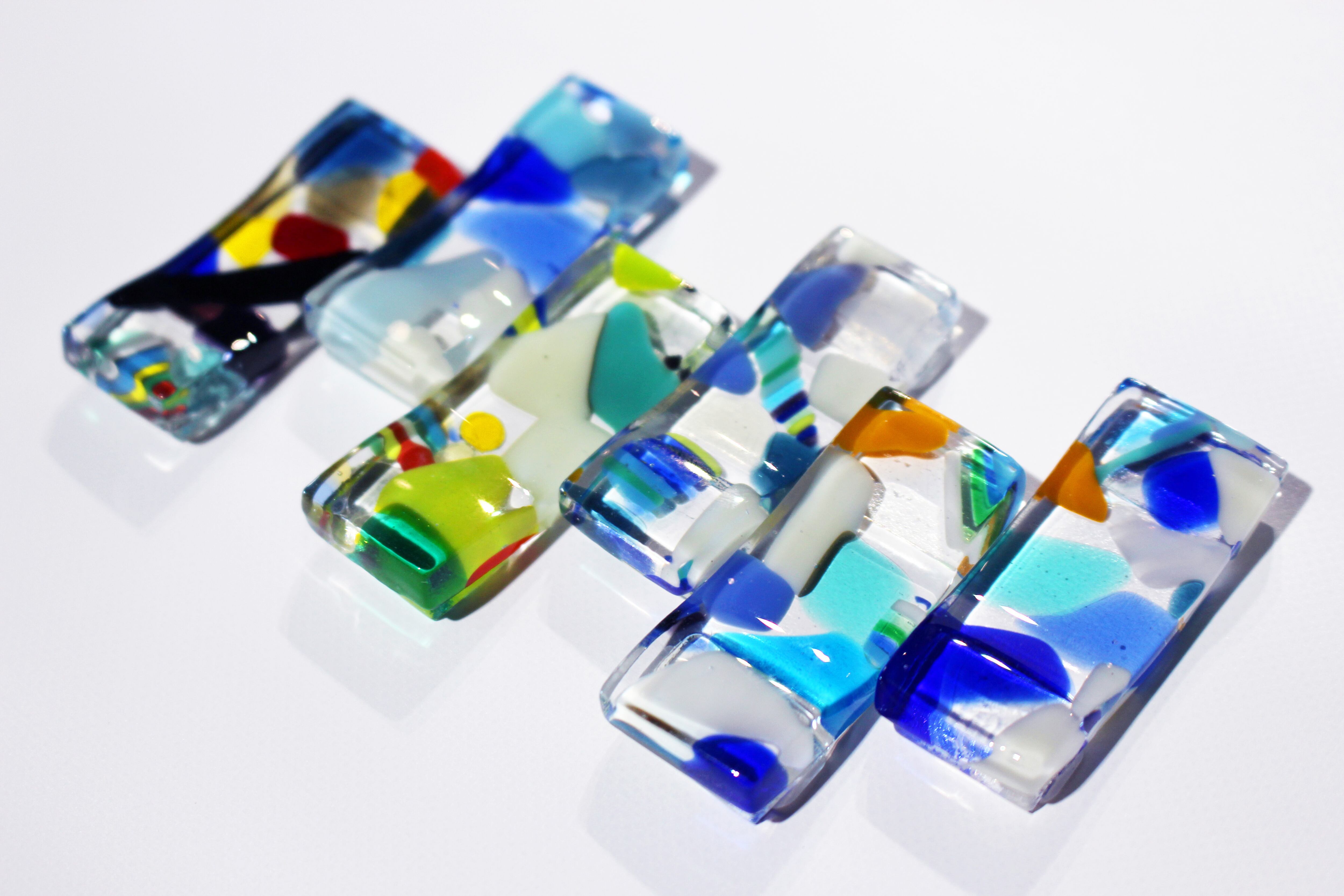 ガラス｜箸置き】色遊び・寒色系 50×20mm | アトリエ三春