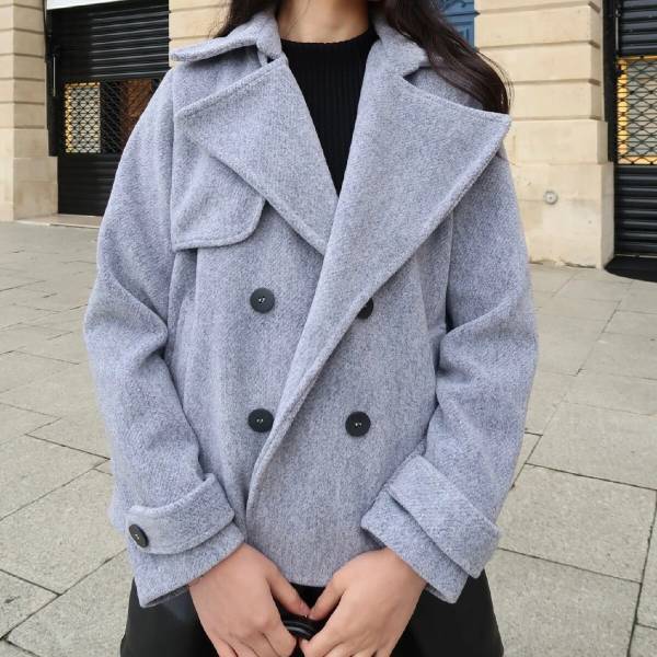 ウールタッチ ショートトレンチコート 2色展開 レディースアウター