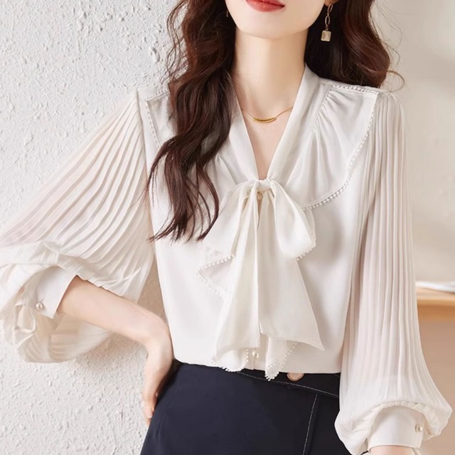 ボウタイ 長袖 シャツカラー ブラウス K1138