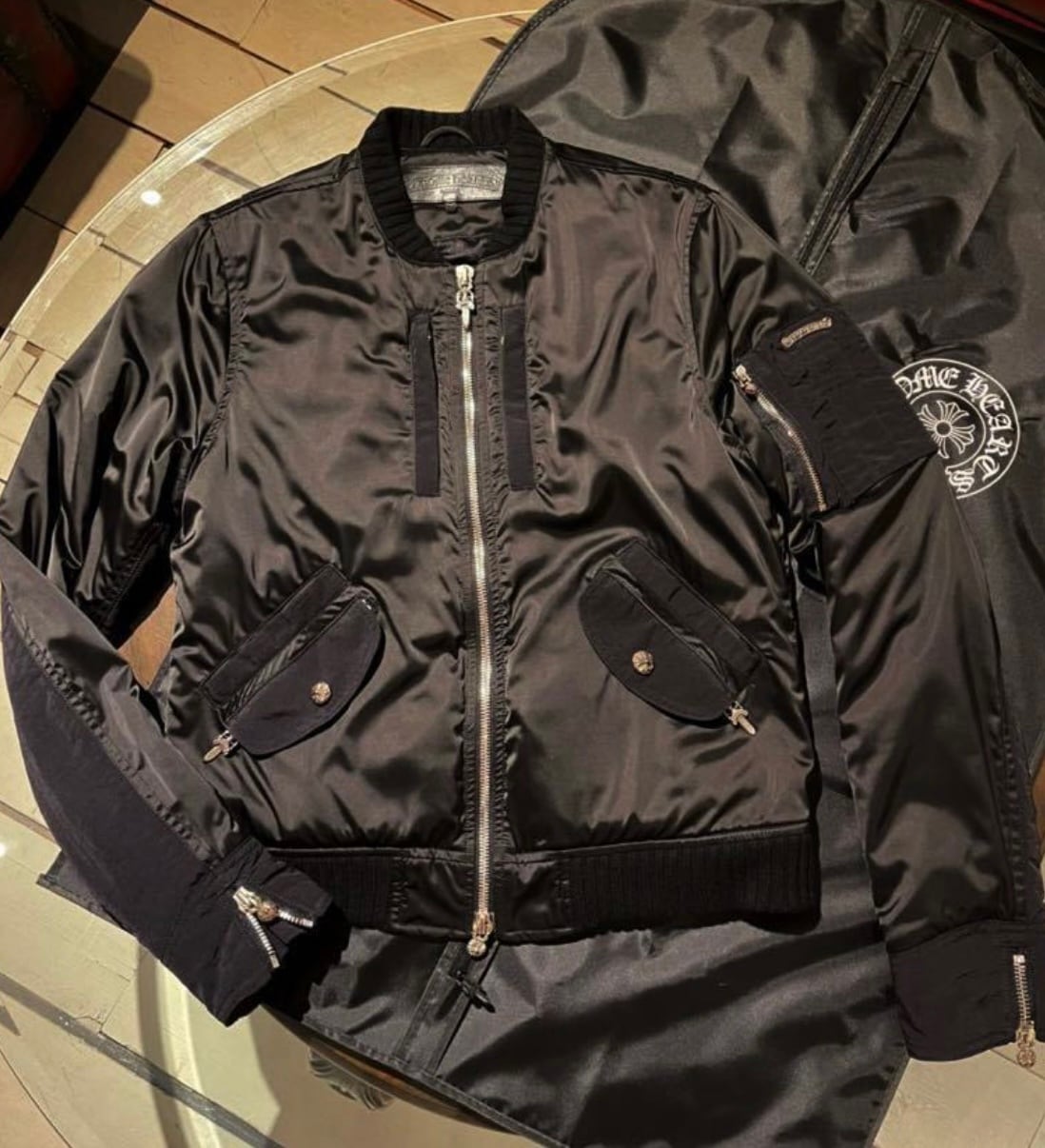 CHROME HEARTS クロムハーツ MA-1 CHプラスレザーパッチバック