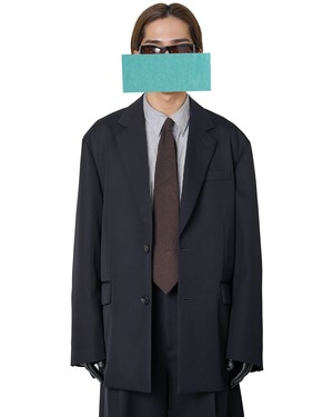 ssstein "WOOL KERSEY OVERSIZED SINGLE BREASTED JACKET〔DARK NAVY〕"