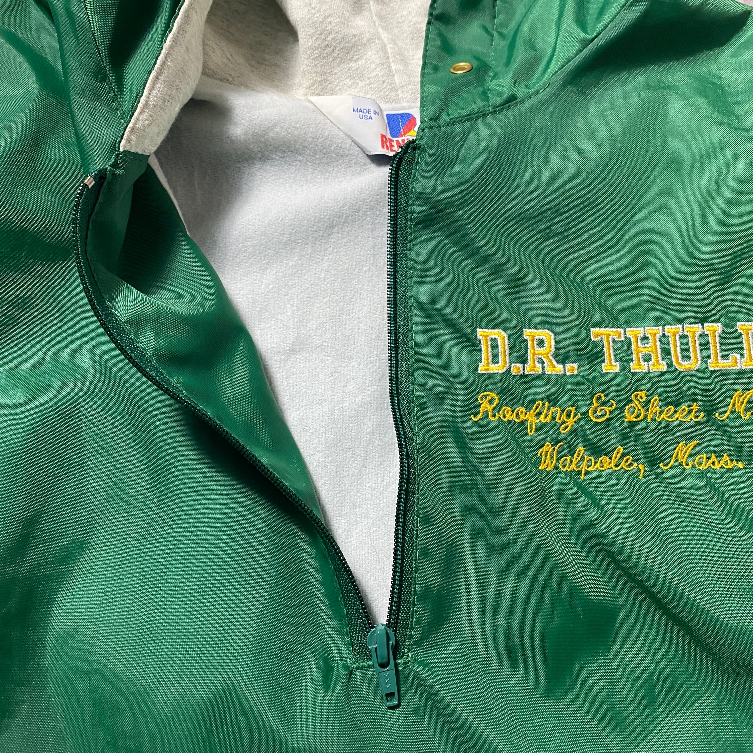 USA製】90's RENNOC 刺繍ロゴ ラインリブ ハーフジップ XXLサイズ