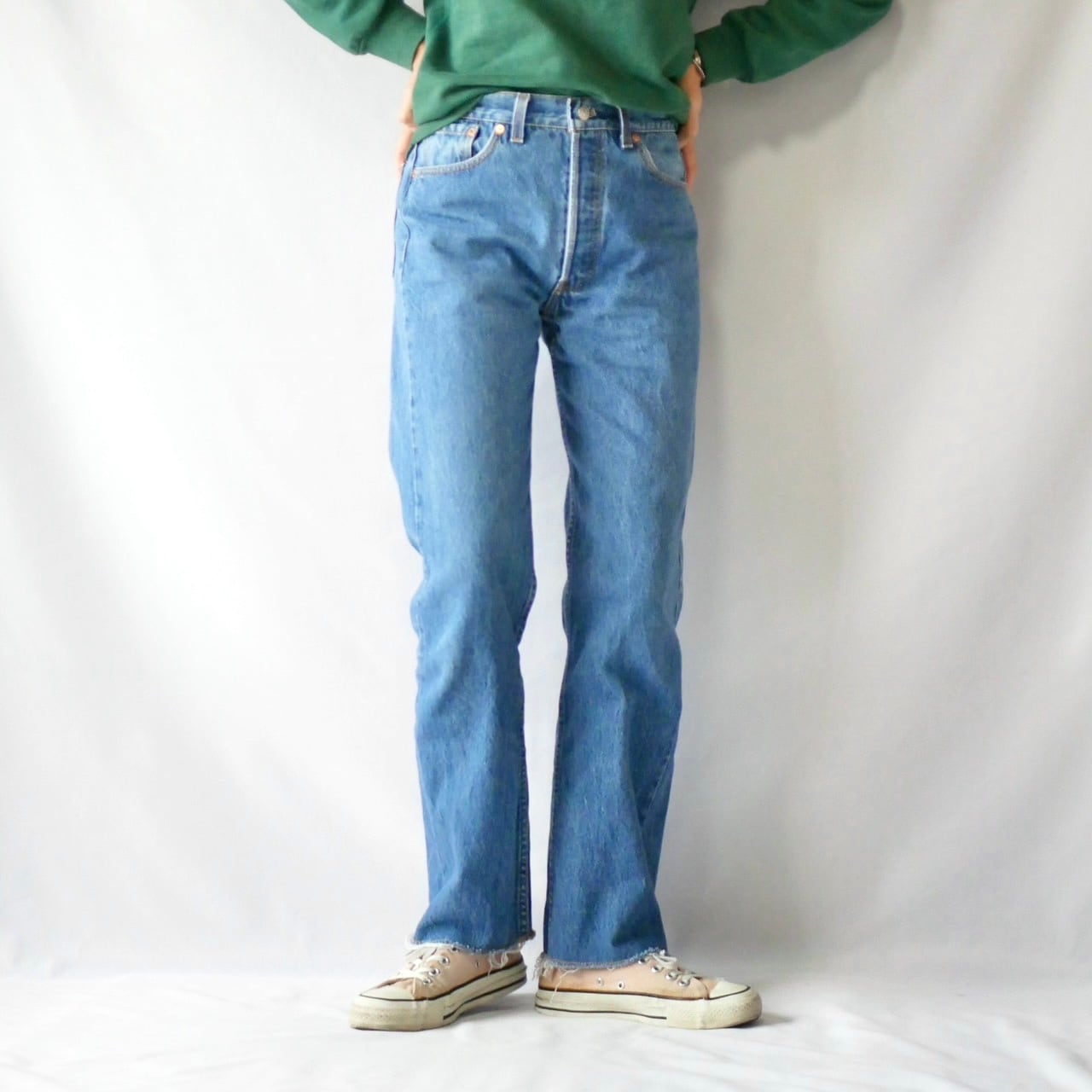 90s USA Levi's 501 denim pants アメリカ製リーバイス裾カットオフ