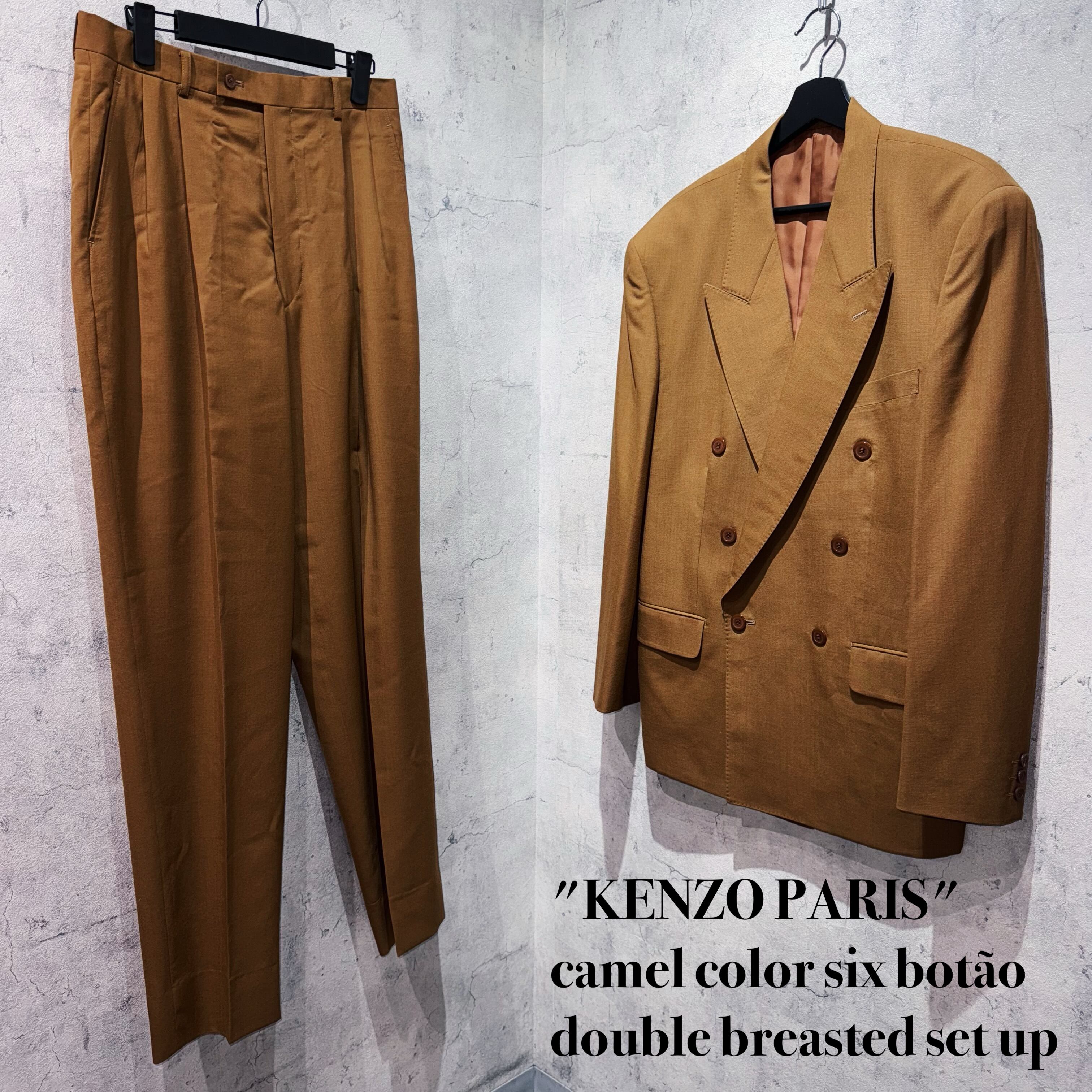 "KENZO PARIS"camel color six botão double breasted set up