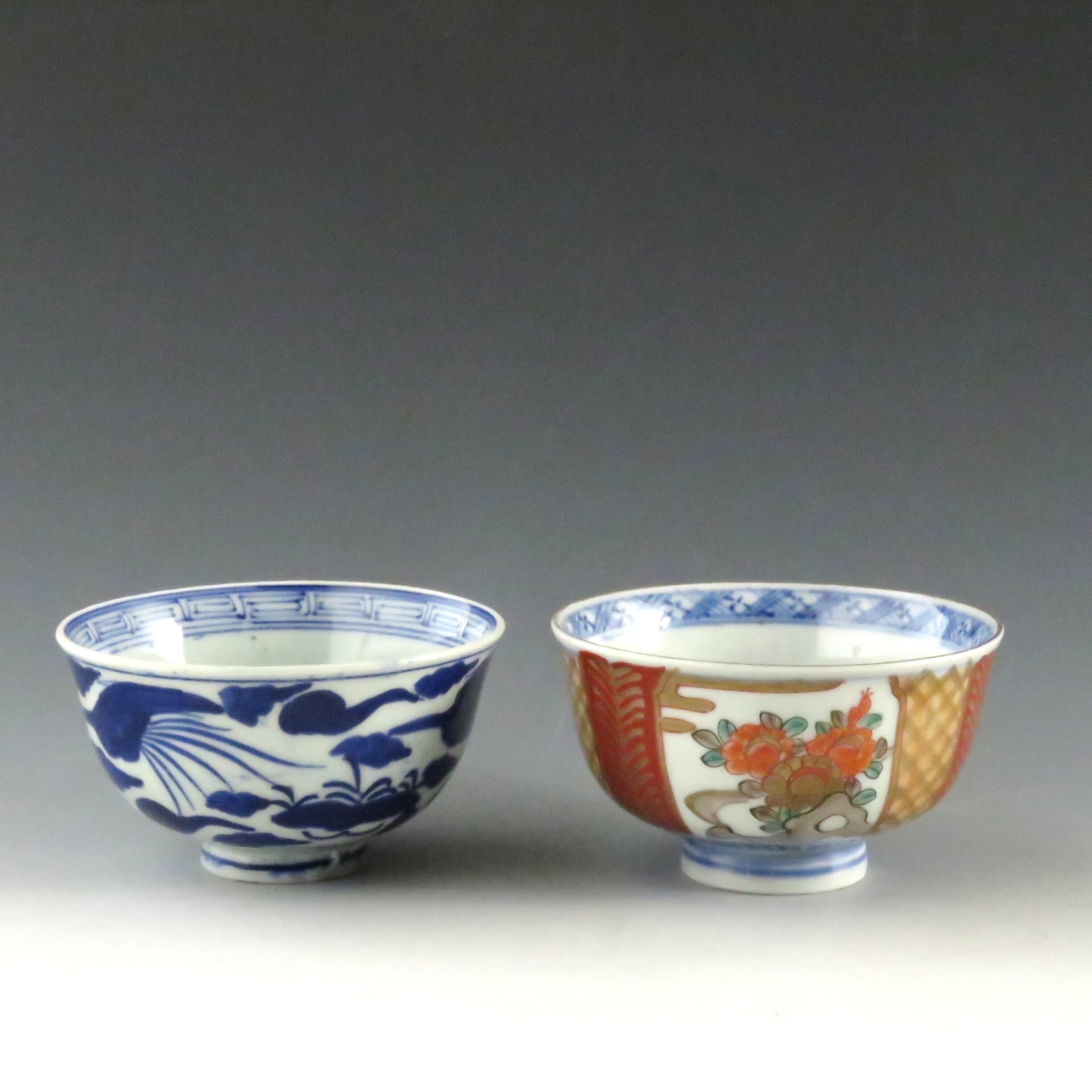 時代伊万里焼 明治(1880年頃) 見立て小服入れ子茶碗 伊万里赤絵金彩