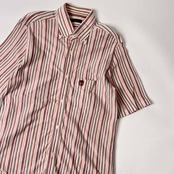 DAKS ダックス ストライプ BD ボタンダウン 鹿の子 半袖 ポロシャツ L/マルチ メンズ