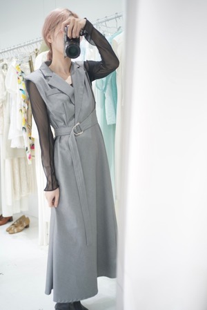 gray tailor collar dress