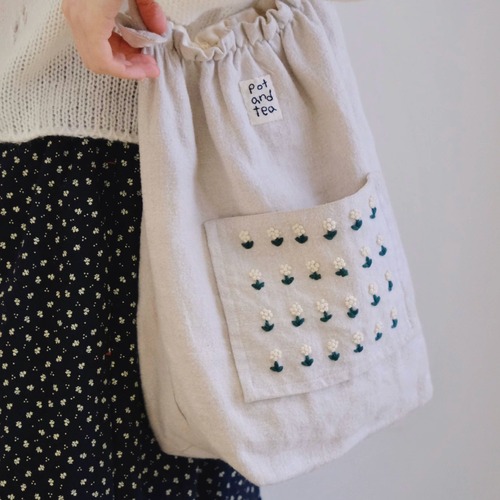 2色/小花刺繍の巾着バッグ ・11963