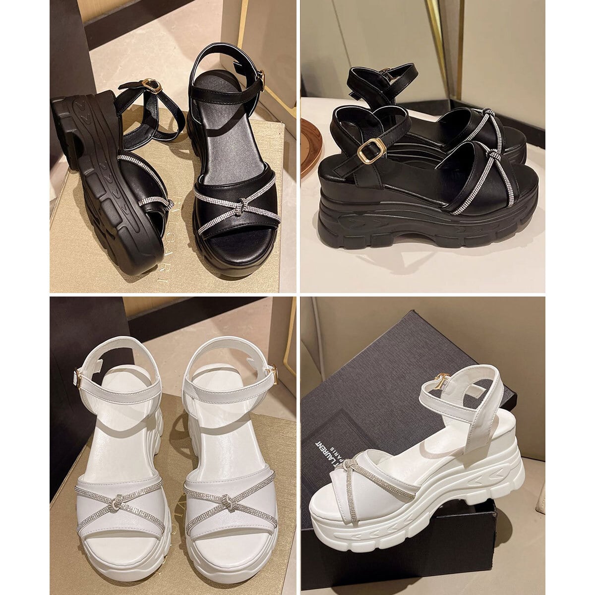 厚底 サンダル オープントゥ レディース 春夏 韓国 サマーサンダル きれいめ 大人 かわいい おしゃれ リボン ラインストーン キラキラ 歩きやすい 疲れにくい アンクルストラップ 美脚 脚長 大人可愛い 大人女子