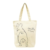 アニマルトートバッグオフホワイト色 シバ/ブルドッグ/ビジョン/パンダ/ねこ