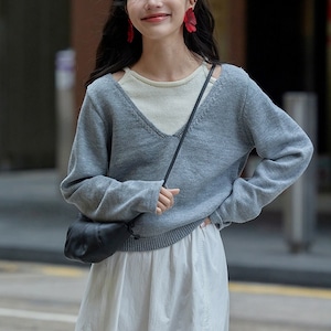 【 即納 】layered knit j-0032