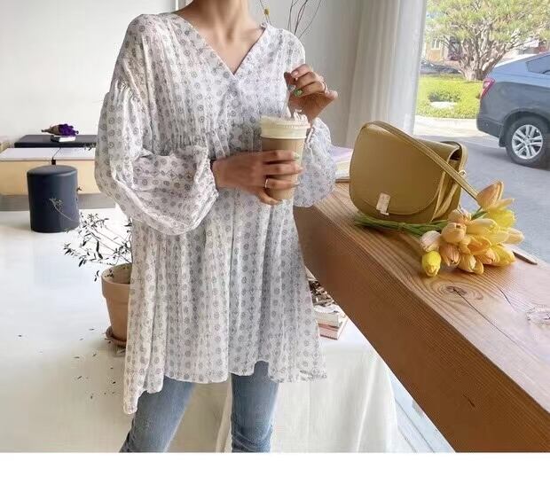 総柄Vネックチュニック　AJ22008-615