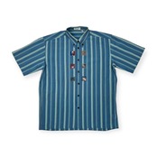 VAZIIE SPORT バジエ スポーツ 刺繍入り ストライプ 半袖シャツ サイズ 48 /メンズ/日本製