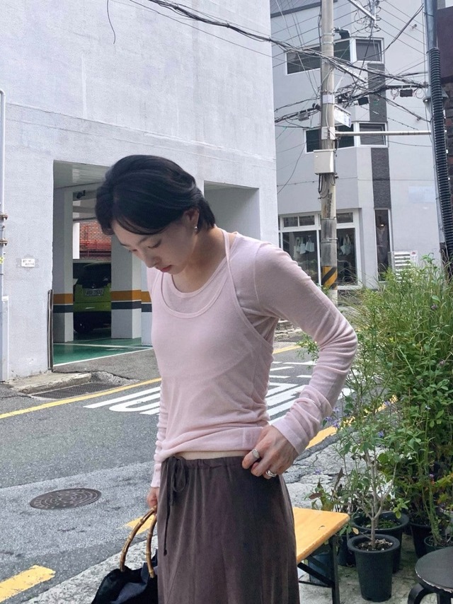 (予約) HAUS / Halter layered tee 4color