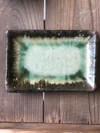 益子焼　～栃木県　陶房賢～　角皿　鮭サイズ