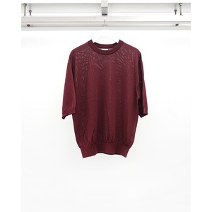 [Blanc YM] (ブランワイエム) BL-26S-WKT Wide Knit T-Shirt (Burgundy)