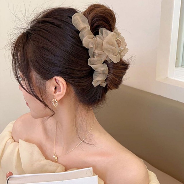 【期間限定価格】ヘアクリップ フリル バンスクリップ レディース ヘアアレンジ まとめ髪