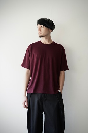 Super120s Washable Wool Jersey / Oversized Tee（PLUM）