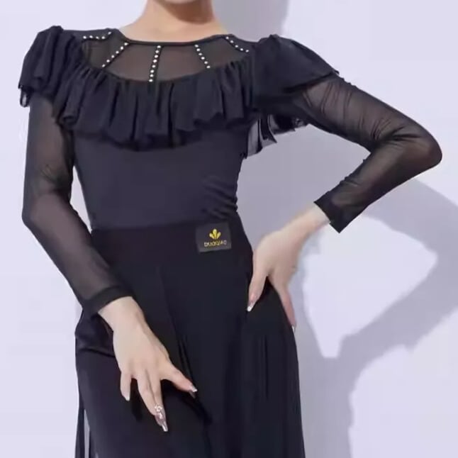 ラッフル ロングスリーブ スリムフィット ダンスカットソー ds1124