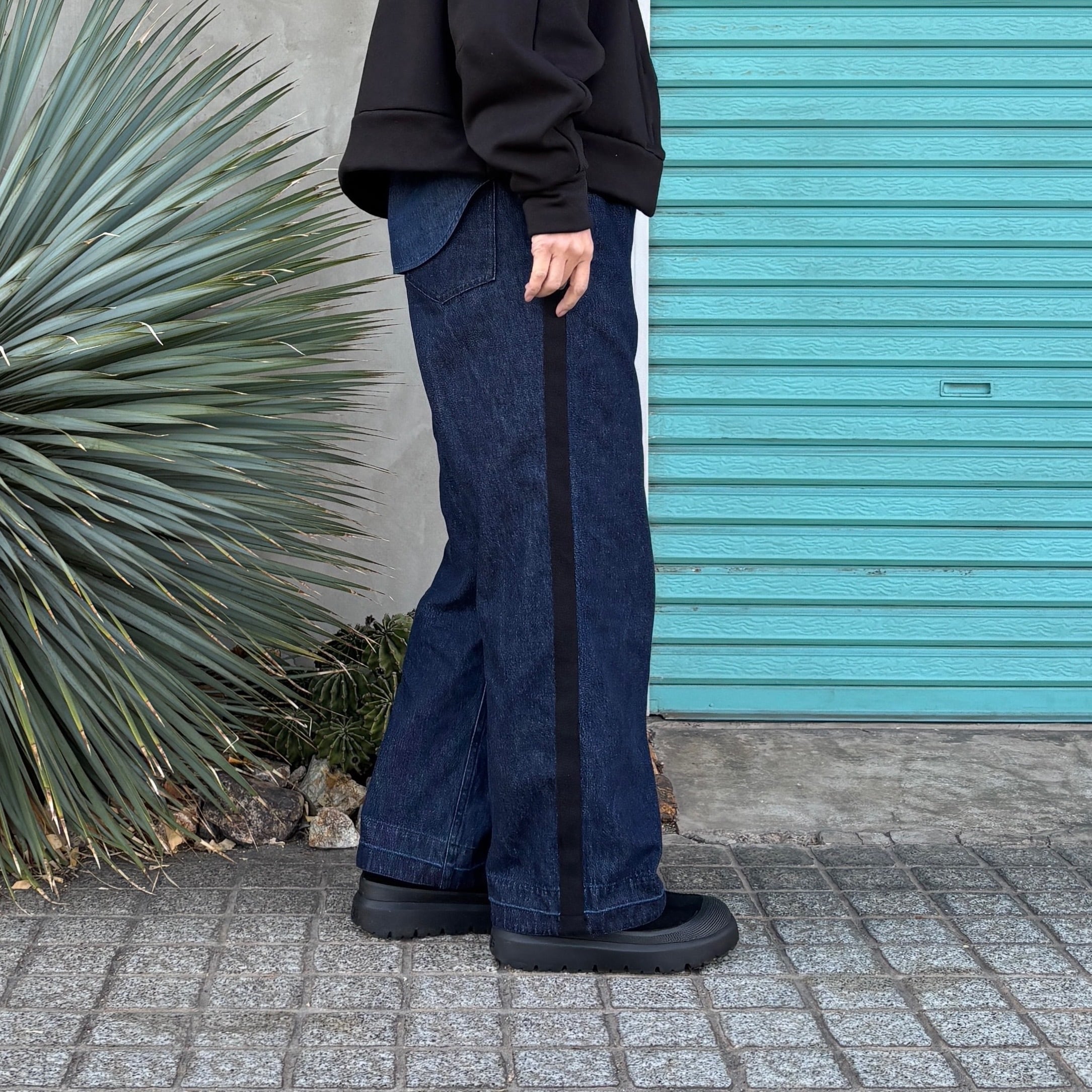 【Denim / Line Semi Wide Pants】 M バイオ