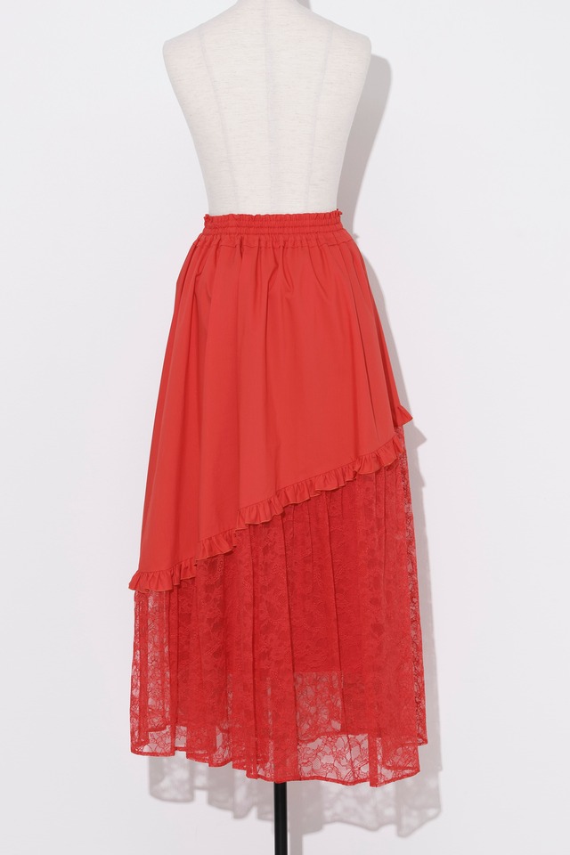 Flower Lace Combi Skirt　RED