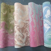 リバーシブル半巾帯 ❤︎［Cinderella beige］本墨流し柄